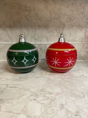 Holiday Ornament Trinket Boxes - Red and Green Set